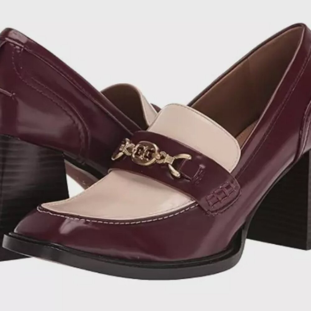 Sam Edelman Quincy Block Heel Loafer MSRP$190 CHIC & COMFORTABLE in Syrah/Ivory - Picture 3 of 13